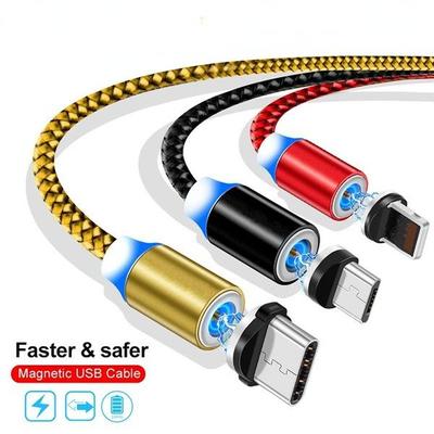 Magnetic USB Cable LED Micro USB Type C Fast Charging Type-C  for Huawei IPhone Samsung