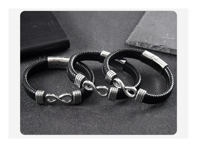 European-American Punk Men's Handmade Leather Bracelet: Creative Woven Design