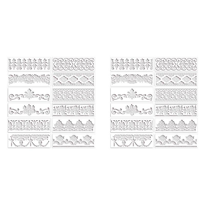 

A60z24pcs Flower Border Stencils Mandala Stencils Reusable Cut Painting Templates For DIY Craft Stencils, 12 X 3.9 Inchmay белый