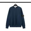 STONE Classic Solid Color Crewneck Sweatshirt Men Women Casual Long Sleeve Pullover With Badge Loose Fit Teenagers