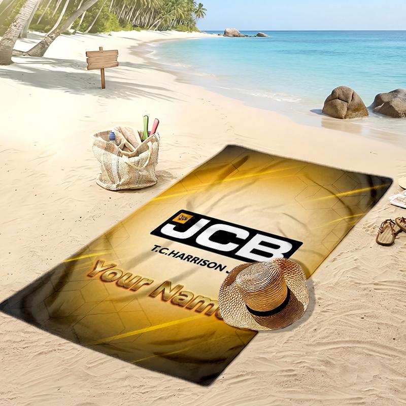 JCB Custom Beach Towel, Print Your Name Text Lightweight Absorbent Towel for Swimming Travel