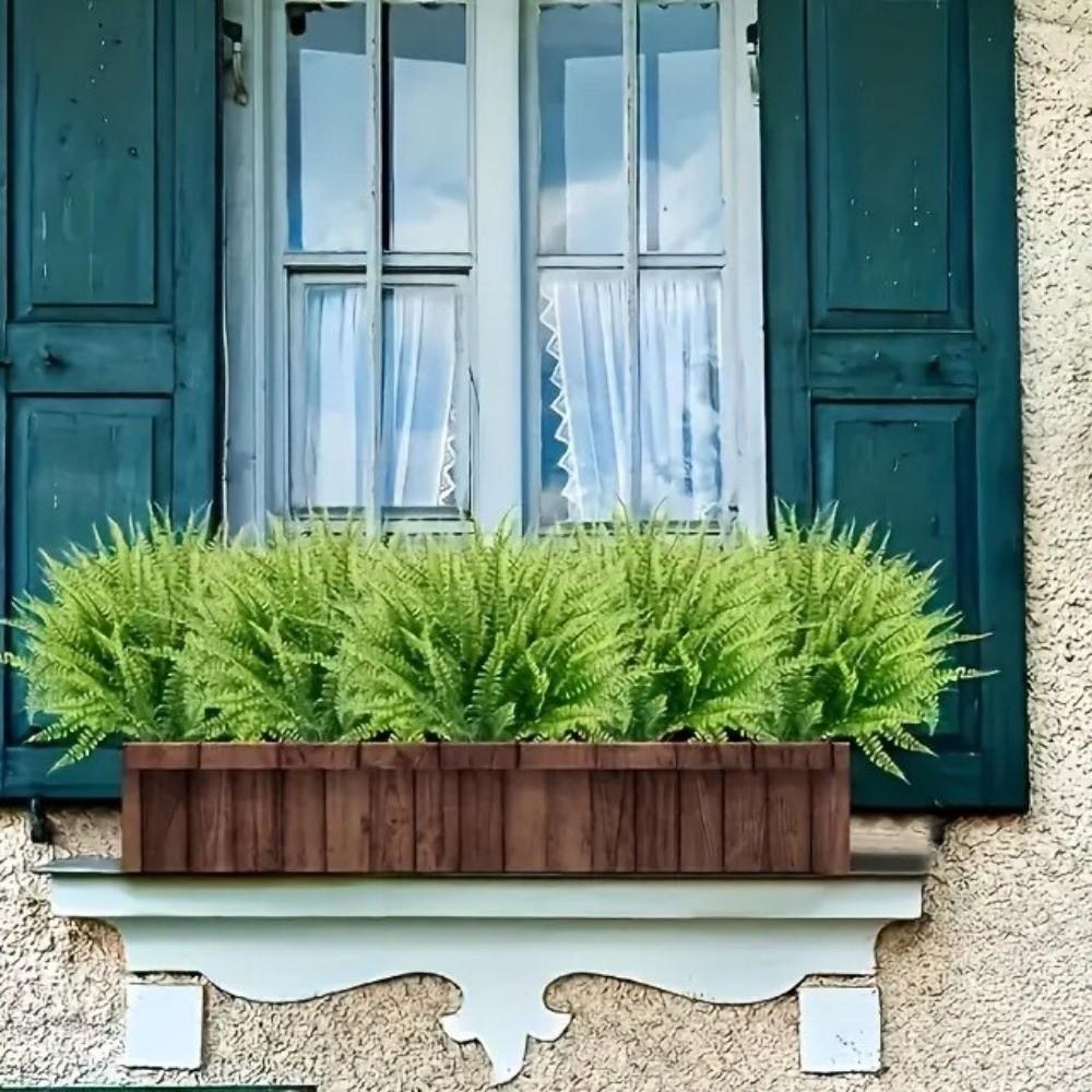 6PCS 7 Branches Simulated Green Plant Plastic Fake Flower Plant Faux Ferns  Porch Entrance