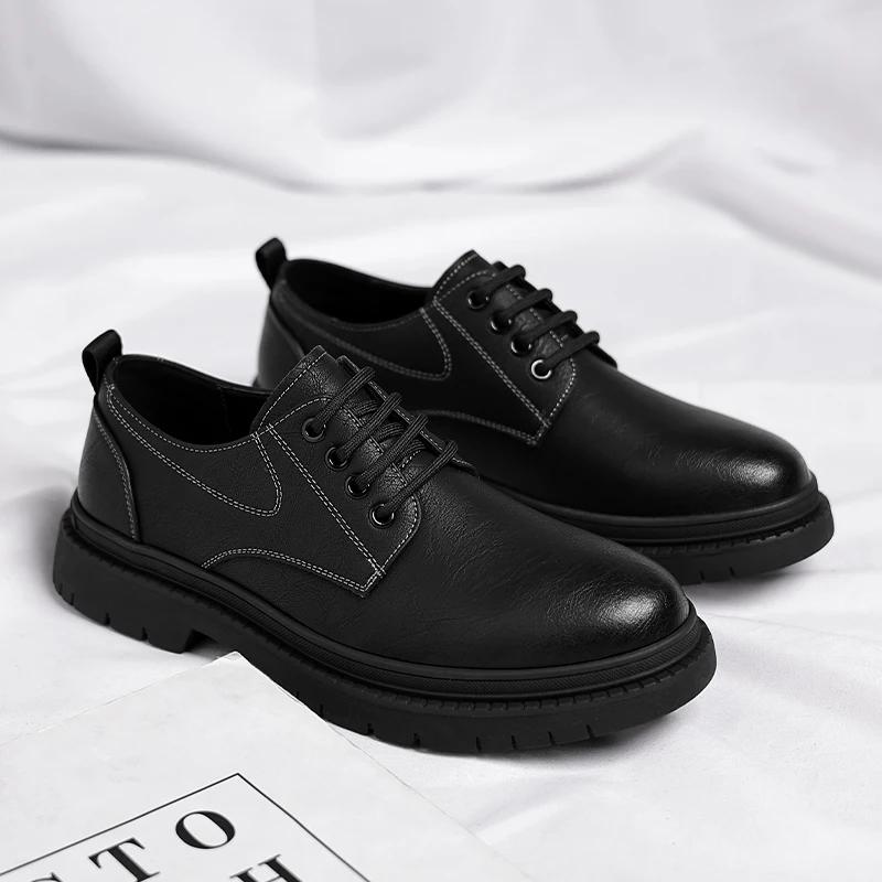 

Модные мужские туфли дерби на шнуровке, оксфорды, британские летние офисные повседневные деловые туфли, мужские кожаные модные свадебные туфли 6.5