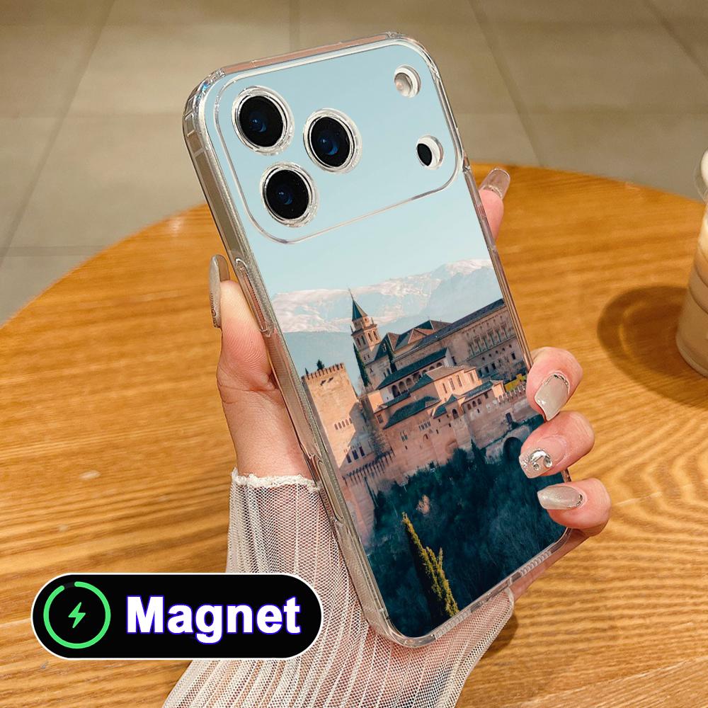 

Spain Alhambra Granada Clear TPU Magsafe Mobile Phone Case for iPhone 17 16 15 14 13 12 11 Air Pro Max Plus Mini Colorful Cover iPhone 11 Pro Max