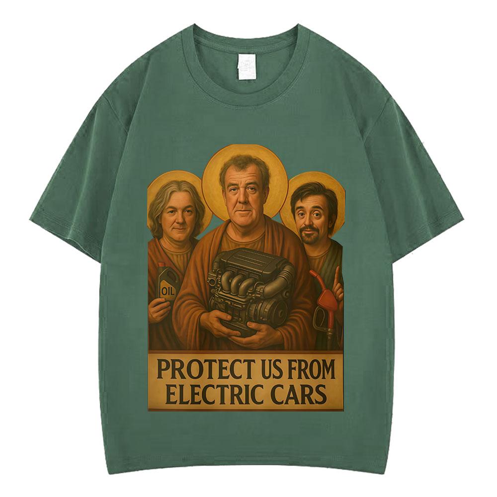 Jeremy Clarkson Beschütze Uns Vor Elektroautos Lustiges Meme T-Shirt Unisex Damen Kleidung Lässig Baumwolle Übergroß Vintage T-Shirts