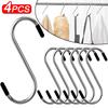 4pcs Stainless Steel S-Shape Hook Kitchen Bedroom Multi-function Railing S Hanger Hook Clasp Holder Hooks Hanging Storage Tools