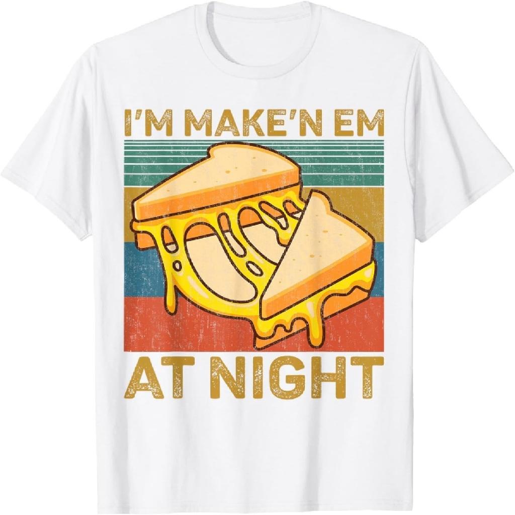 SHANGCHEN Ik Maak Ze 's Nachts Gegrilde Kaas Schattig Gegrilde Kaas T-shirt