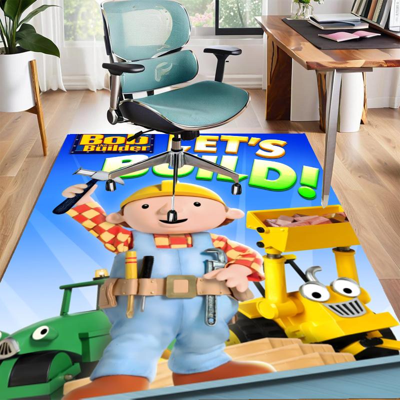 Bob the Build Design Area Rug - Non-Slip, Soft & Cozy Floor Mat for Living Room, Bedroom, Office - Indoor/Outdoor Decorative Carpet