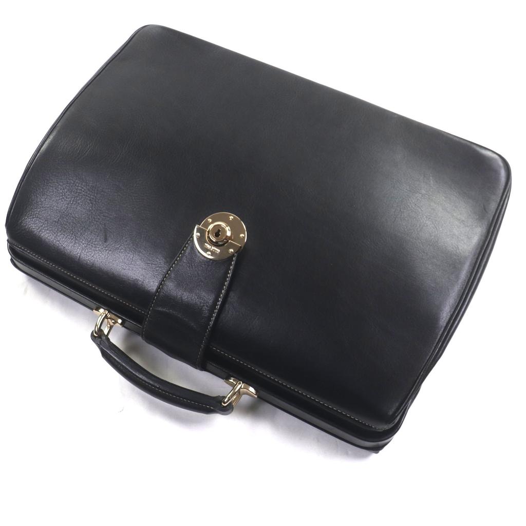 Great GOLD PFEIL Briefcase Lockable doctor bag/Dulles bag black leather mens Used