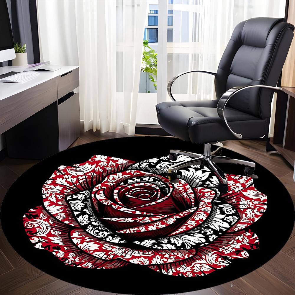 1pc Rose Pattern Chair Carpet for Office, Non-slip, Soft and Durable Office Rug for Decoration, Perfect for Office Yy260105048