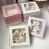 10pcs Gift Boxes with Window Printed Kraft Paper Box Treat Packaging for Hair Accessories Soap Crafts Treat Boxes Gift Wrap Box for Birthday Party