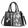 Women's Floral Pattern Handbag and Purse PU Leather Stitching Tote Satchel Shoulder Bag Commuter Top Handle Crossbody