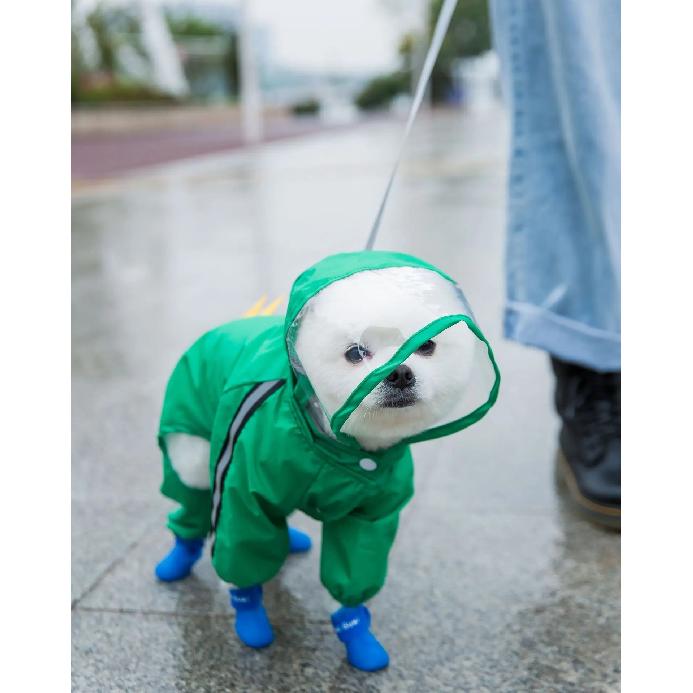 Puppy Dog Raincoat Four-legged Waterproof All-inclusive Teddy Poncho Rain Clothes Small Medium-sized Dogs Raincoat Pet Supplies