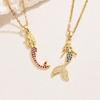 Nautical Copper Zircon Mermaid Tail Pendant Clavicle Chain Jewelry