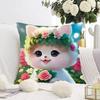 White Cat and Dog Pillowcase Dormitory Decoration Office Living Room Sofa Home Pillowcase