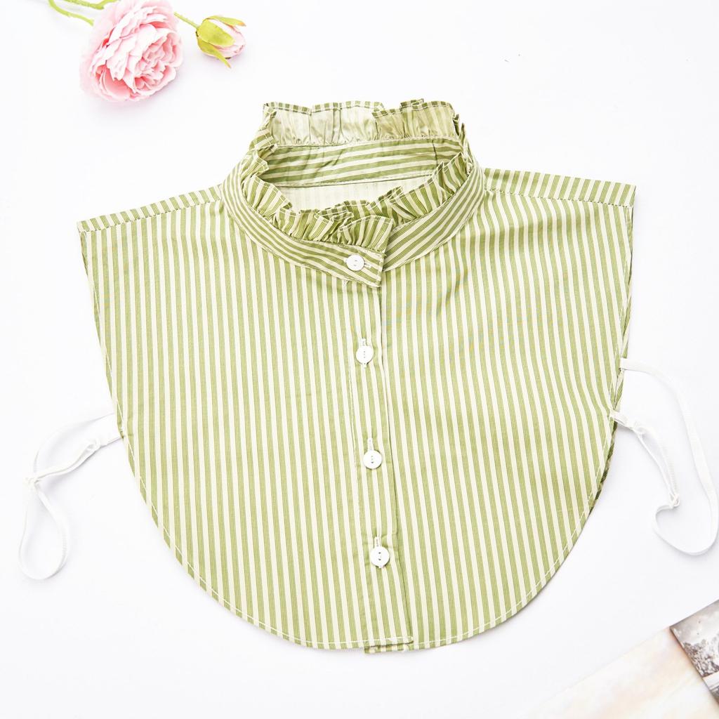 Women's Detachable False Collar Insert Elegant Striped Lapel Faux Half Shirt Blouse Collar Top for Sweater and Dresses