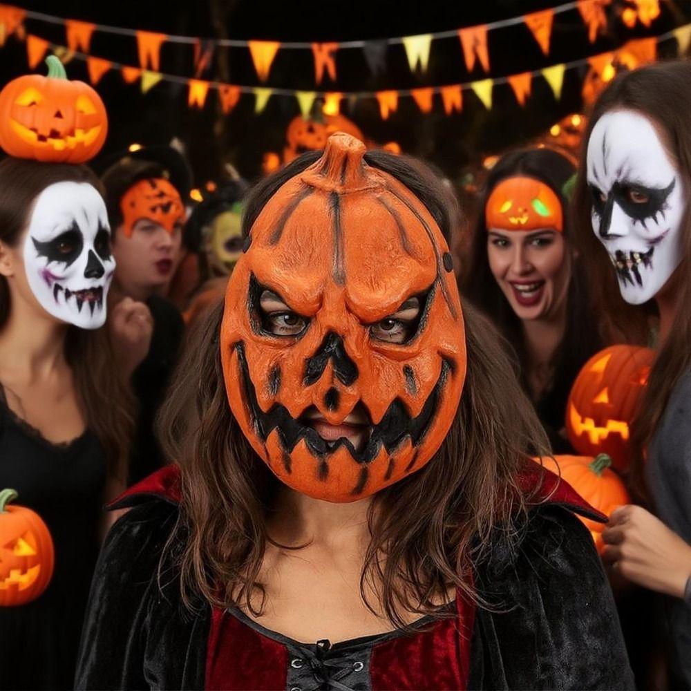 Realistic Pumpkin Halloween Mask 3D Halloween Cosplay Mask Full Face Mask  Costume Party Supplies
