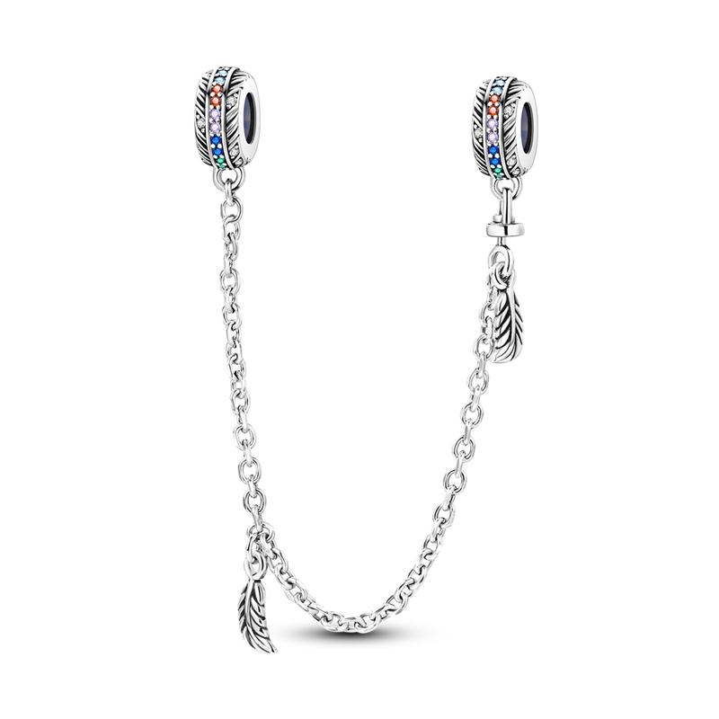 MULA S925 Sterling Silver Petunia Butterfly Cross Safety Chain Pendant Charm Fit Original Necklace Bracelet Jewelry Women