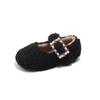 Girls' Winter Pearl Fluffy Cotton Shoes - Velvet Lined, Cute Shallow Mouth Teddy Fur Shoes for Little and Big Kids
