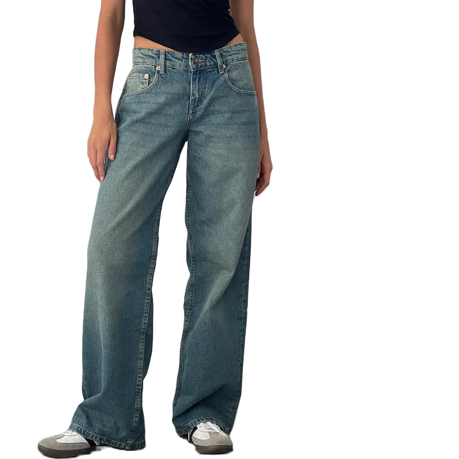 

Мешковатые джинсы для женщин, модные, с низкой посадкой, повседневные, прямые джинсы-бойфренды, джинсовые брюки с карманами, уличная одежда XS