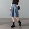 Women's Cotton Linen Loose Wide-Leg Capri Jeans