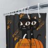 Halloween-Themed Black Cat Pumpkin Shower Curtain Set For Bathroom Decor Orange, White, Yellow Accents (No Additional Descriptio