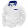 Men's Casual Loose Colorblock Lapel Button Long Sleeve Top