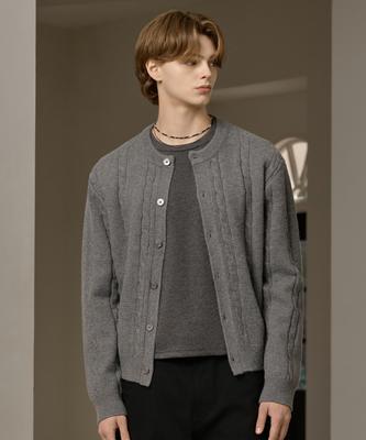 Hyoji Fw Washable Cable Round Crop Knit Cardigan (3 Colors)