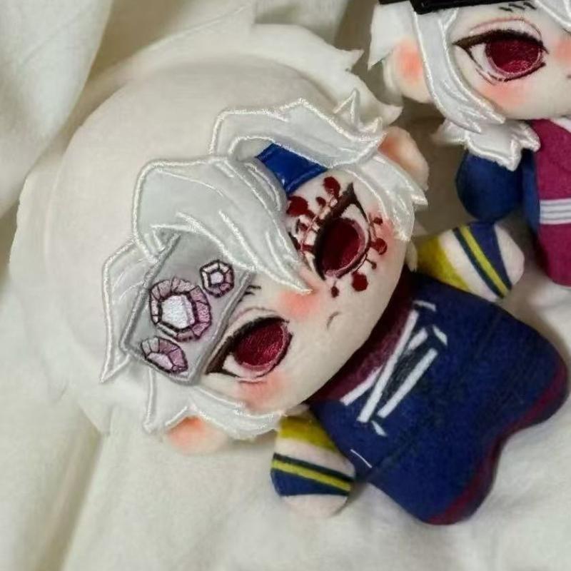 Demon Slayer Tengen Uzui Plush Doll Set 10cm Cute Sound Hashira Mascot with Eyepatch Battle Design Soft Anime Stuffed Keychain for Fans Bag Decor Gift