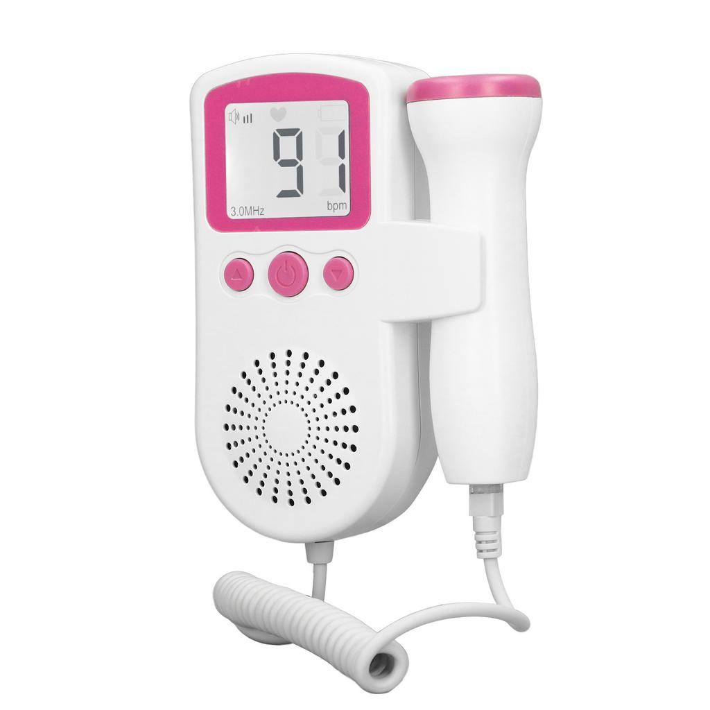 3.0MHz Fetal Heartbeat Monitor High Sensitivity LCD Fetal Sound Heartbeat Detector Pink
