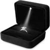 Velvet Ring Holder Case Square Shape LED Light Ring Display Case  Birthday Gift