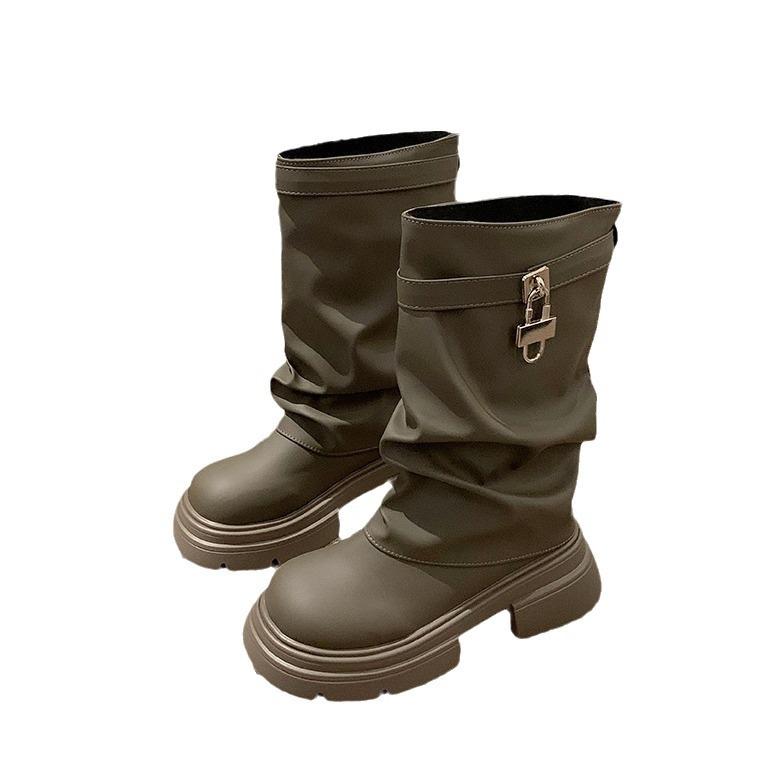 [Weird Aestheticism] Thick-soled inner height-increasing stacking boots women's autumn sweet and cool babes trousers short boots Martin boots