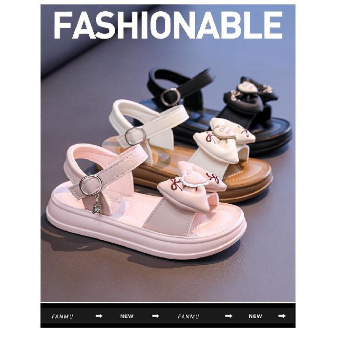 Children's beach shoes2026Summer new cute bowknot heart-shaped girls' solid color sandals for toddlers, young children, and older children