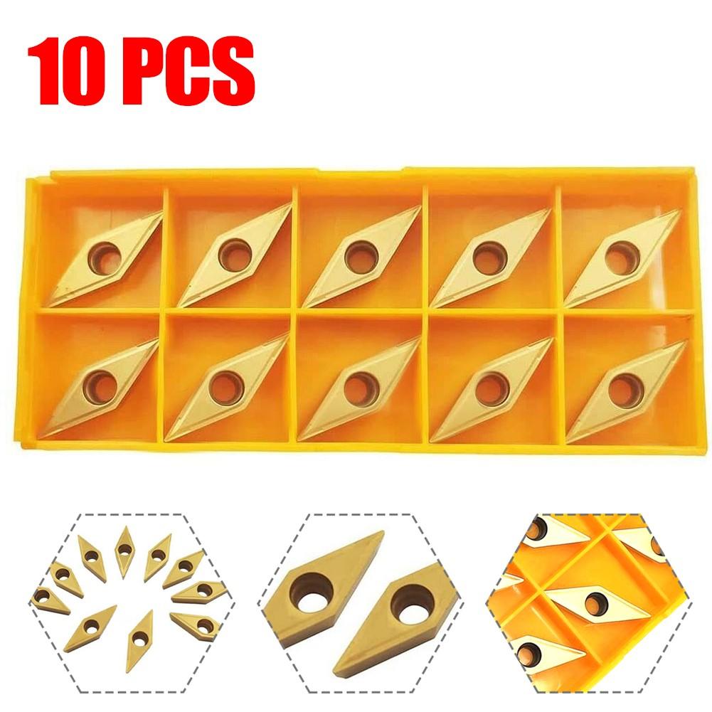 10pcs VCMT331 Golden VCMT160404 Indexable Lathe Turning Tool Carbide Inserts