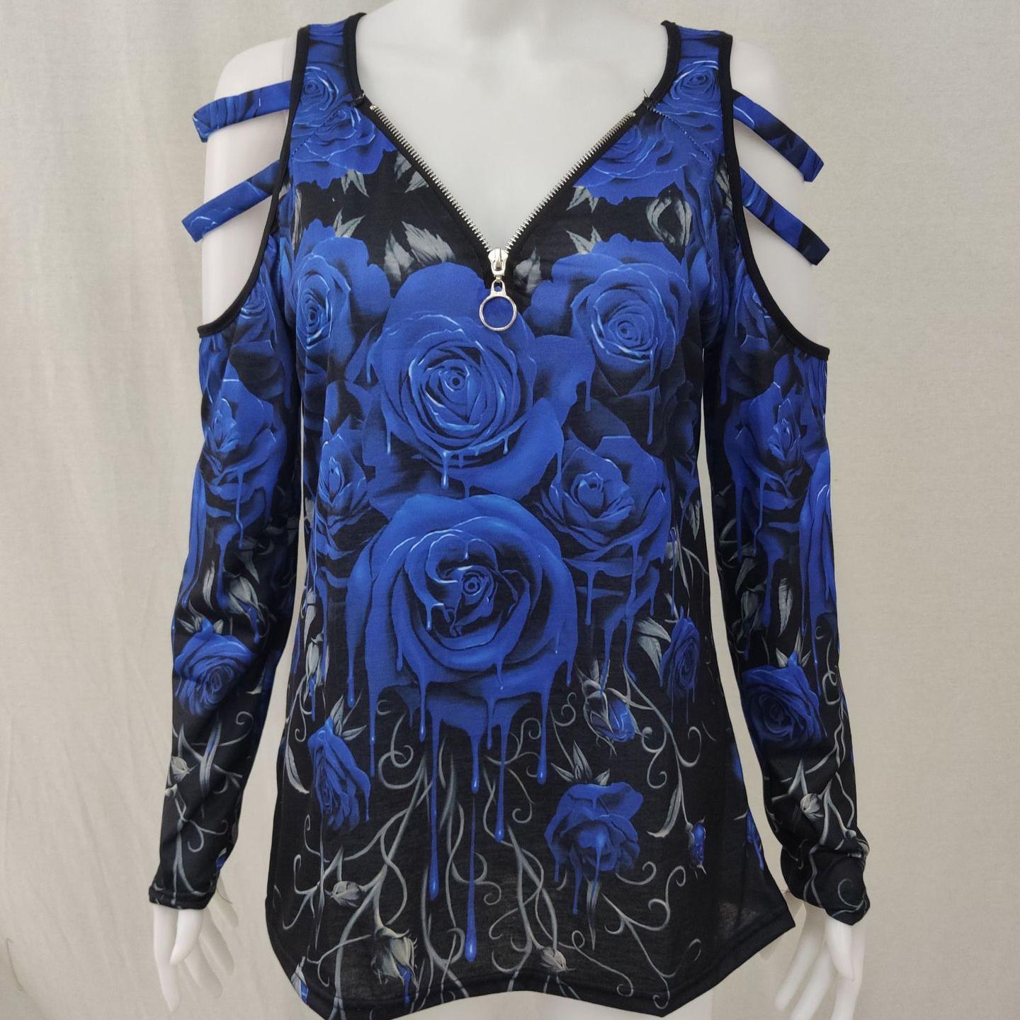 

Осенняя женская футболка с длинными рукавами и лепестками роз Liquid Rose для женщин