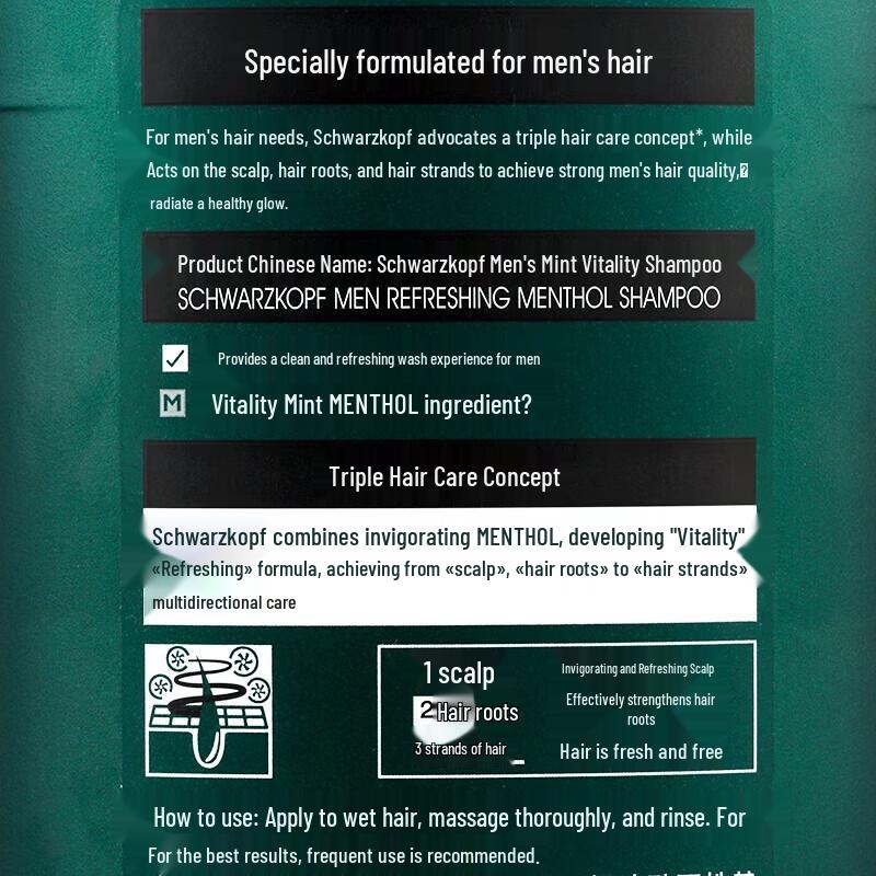 Schwarzkopf Men's Mint Vitality Shampoo & Repair Conditioner Set