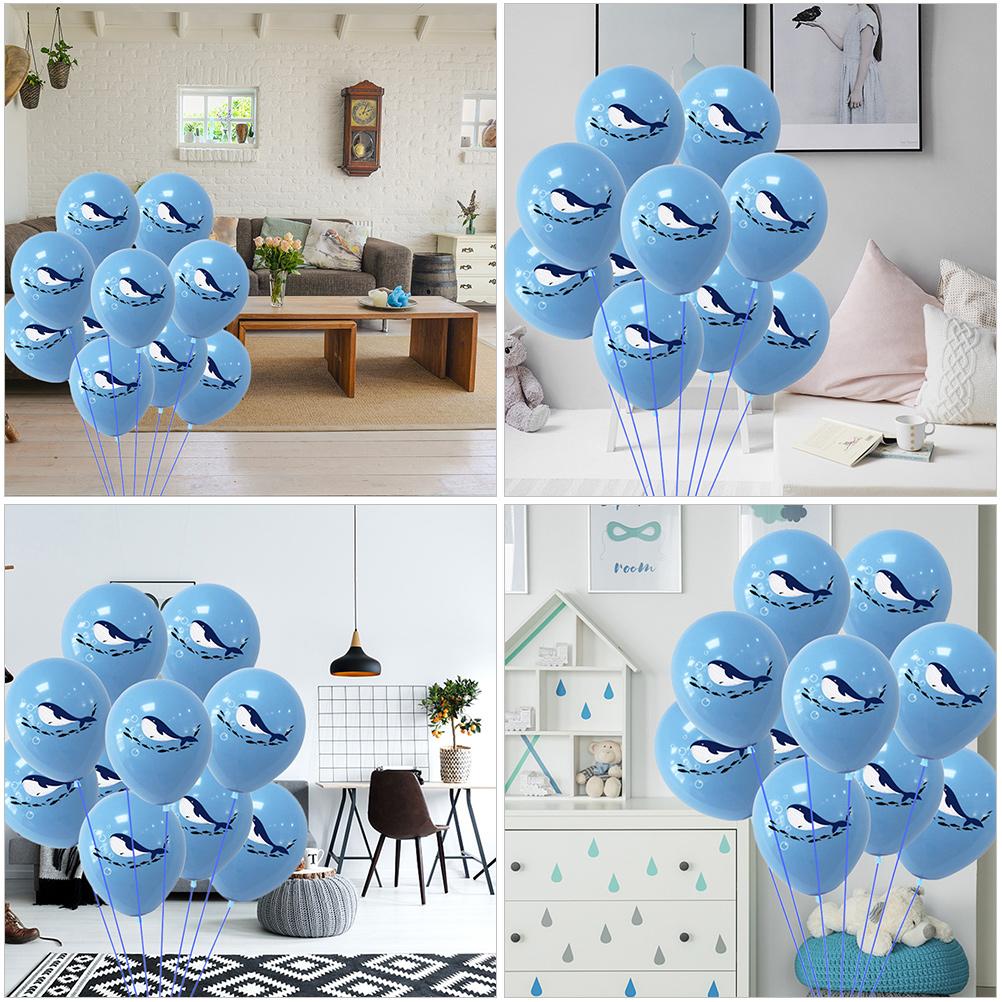 20 Pcs Balloons Whale Party Polka Dots Decor Printed Latex Blue Cartoon Animals Child