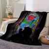 1pc Stained Glass Rose Window Silhouette Blanket, Home Decor, Office Throw, Outdoor Gift for Beauty Lovers (80x120cm)