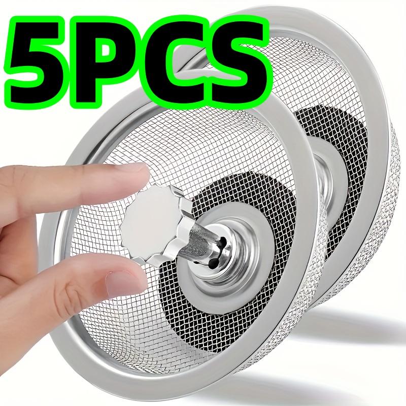 5-Piece Set of Stainless Steel Filter Nets with Handles and Stoppers, Stainless Steel Round Rotatable Hanging Sink Strainer