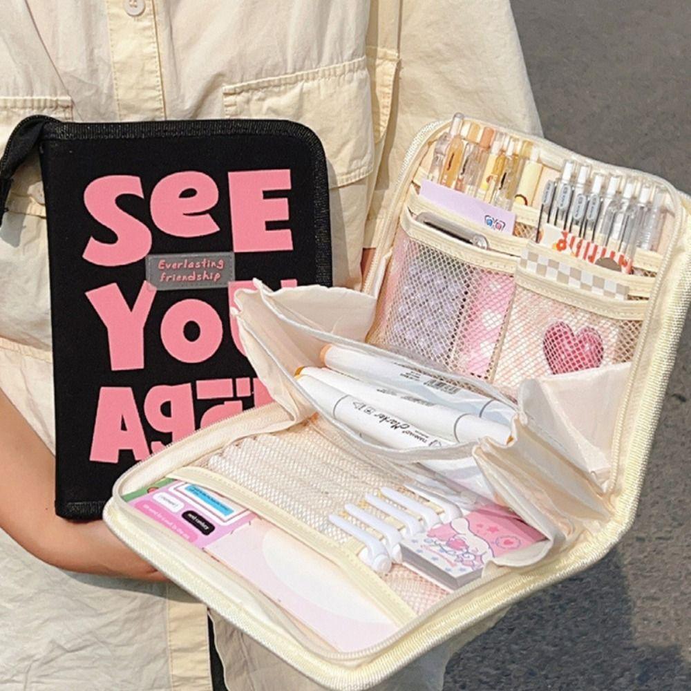 

Портативная сумка для ручек с большим отверстием, органайзер для канцелярских принадлежностей, многофункциональная сумка для хранения ручек, студенческий подарок