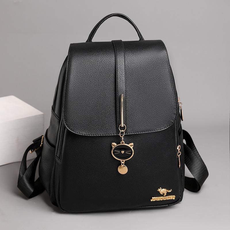 Backpack Women's Cowhide Pattern Fashion Creative Kitten Decoration Travel Women's Bag Backpack Student School Bag