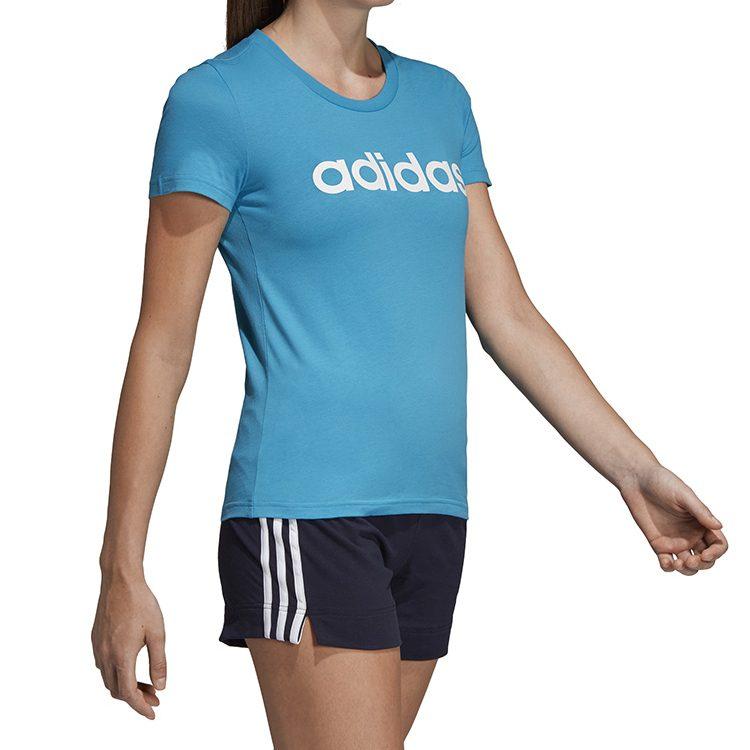 Adidas T Shirts Women's Blue Crew Neck Moderate Straight Fit DU0630