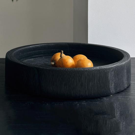 Wooden Round Storage Tray Multi-purpose Fruit Treats Candies Desserts Appetizer Snacks Serving Tray Farmhouse Rustic Decorative Bowl Kitchen Supplies