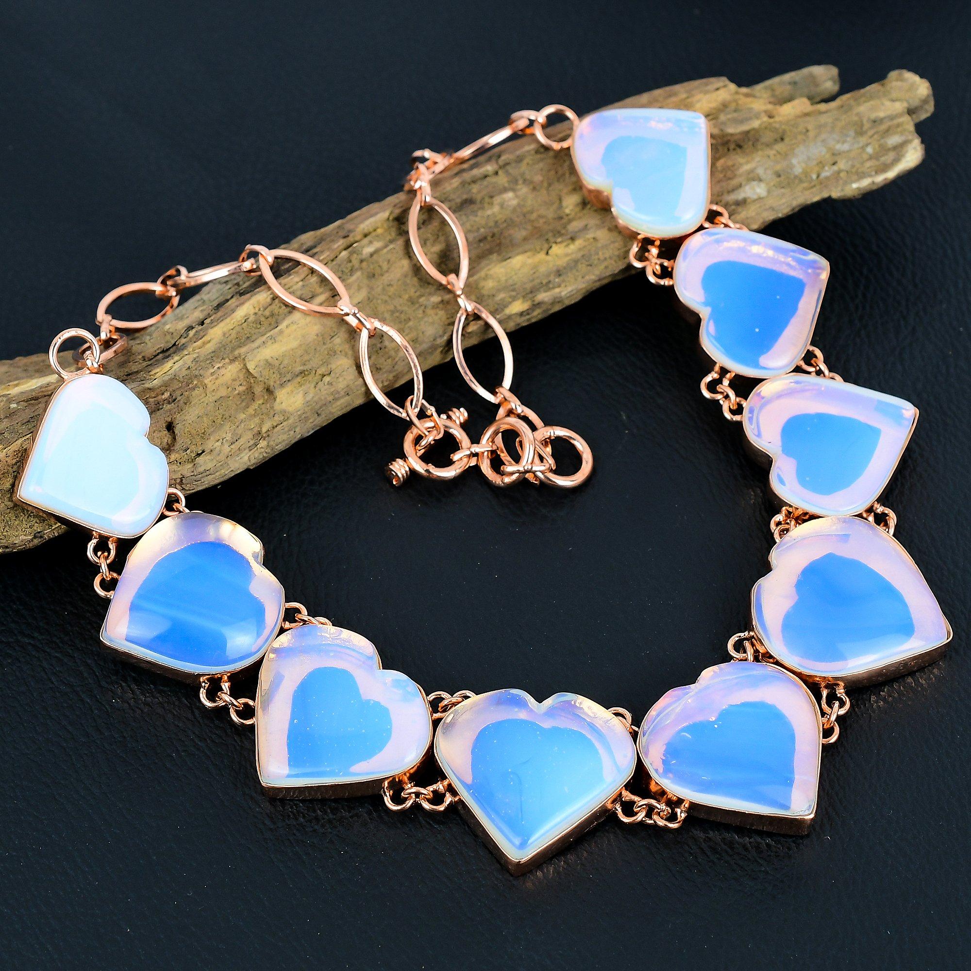 

Milky Opal Necklace, 999 Copper Wire Wrapped Gemstone Jewelry, Handmade Necklace, For Thanksgiving