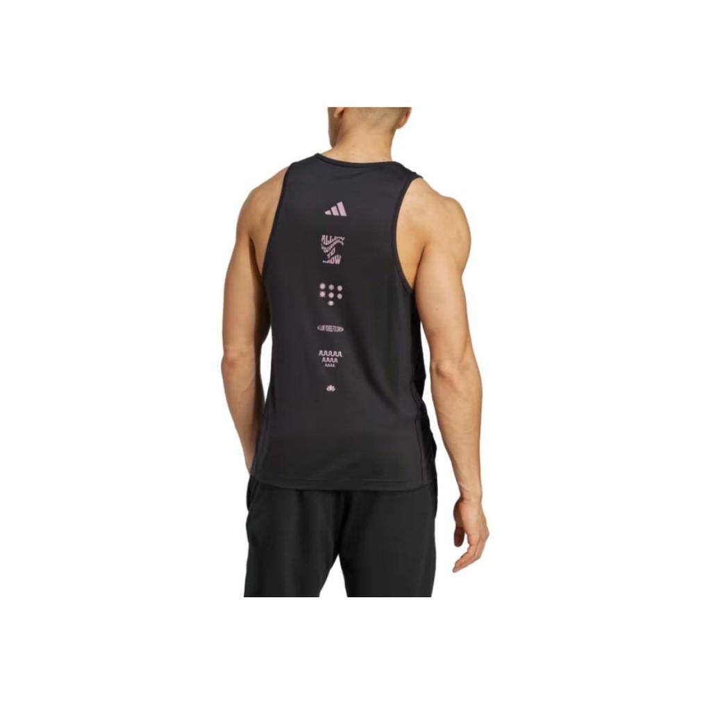 Adidas Solid Color Round Neck Sleeveless Vest Men Tops Black IP2354