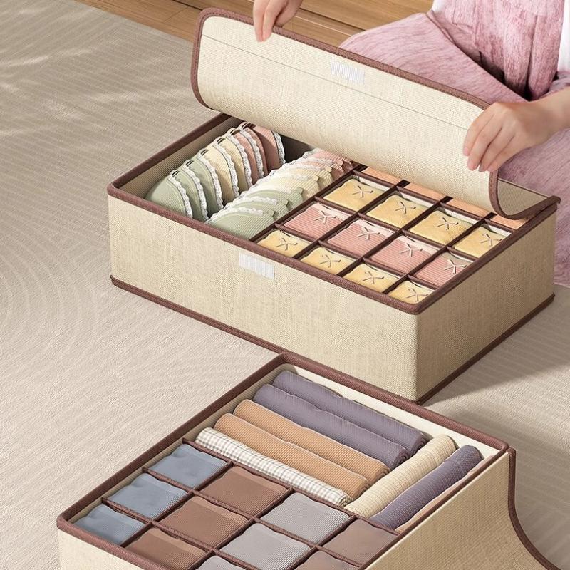 Underwear Socks Three In One Drawer Style Storage Box with Lid Honeycomb Style Underwear Neat Classification Storage Box Dust-proof Tidy Up Bag