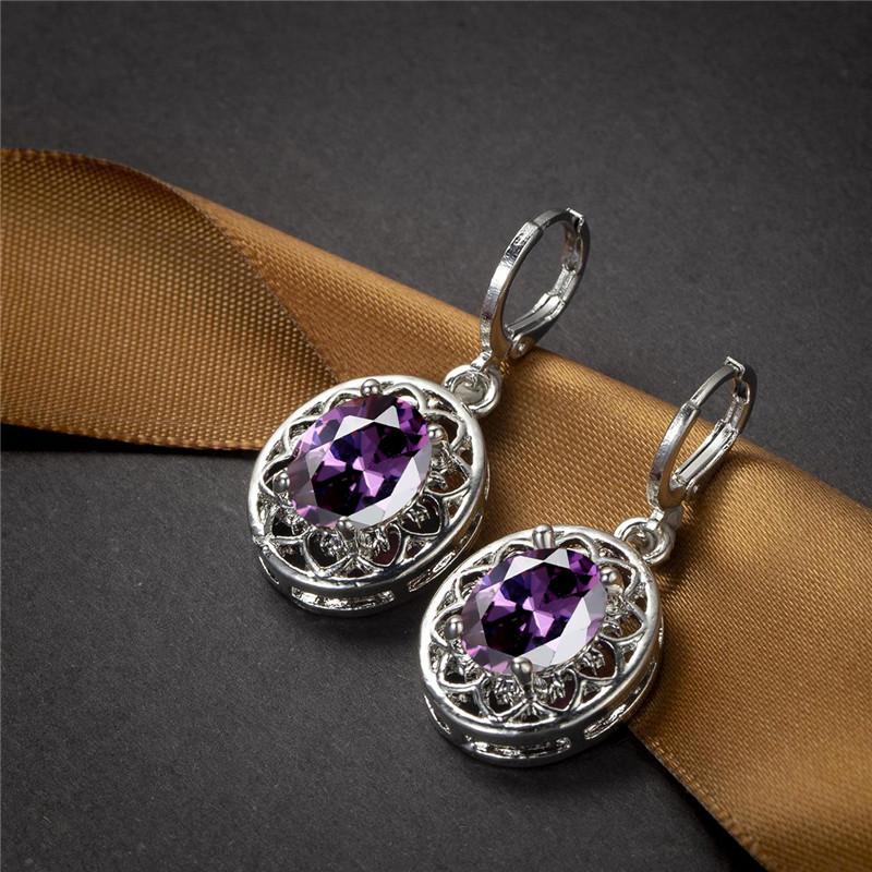 

Роскошные серьги-кольца с кристаллами и радужным камнем, классические серебряные обручальные серьги, изящные овальные серьги с цветком из циркона для женщин