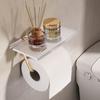 No Punching Bathroom Storage Rack Wall Mounted Toilet Paper Holder Shelf   Toilet