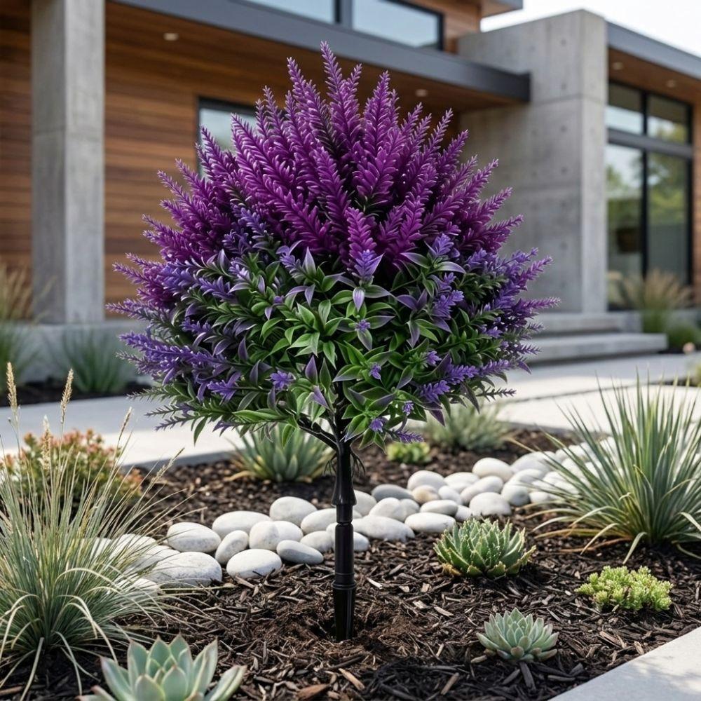 UV Resistant Artificial Spike Lavender Plants Fade Proof Purple Lavender Bouquet Home Decor