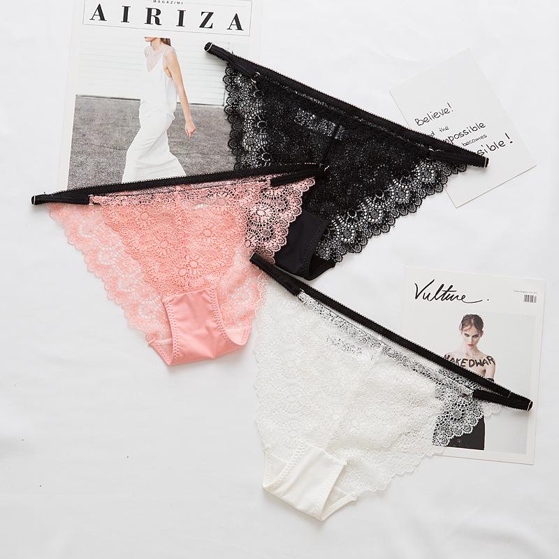 Ladies Summer New Taste Lace Adjustable Thin Belt Transparent Hollow Low-waist-triangle Briefs